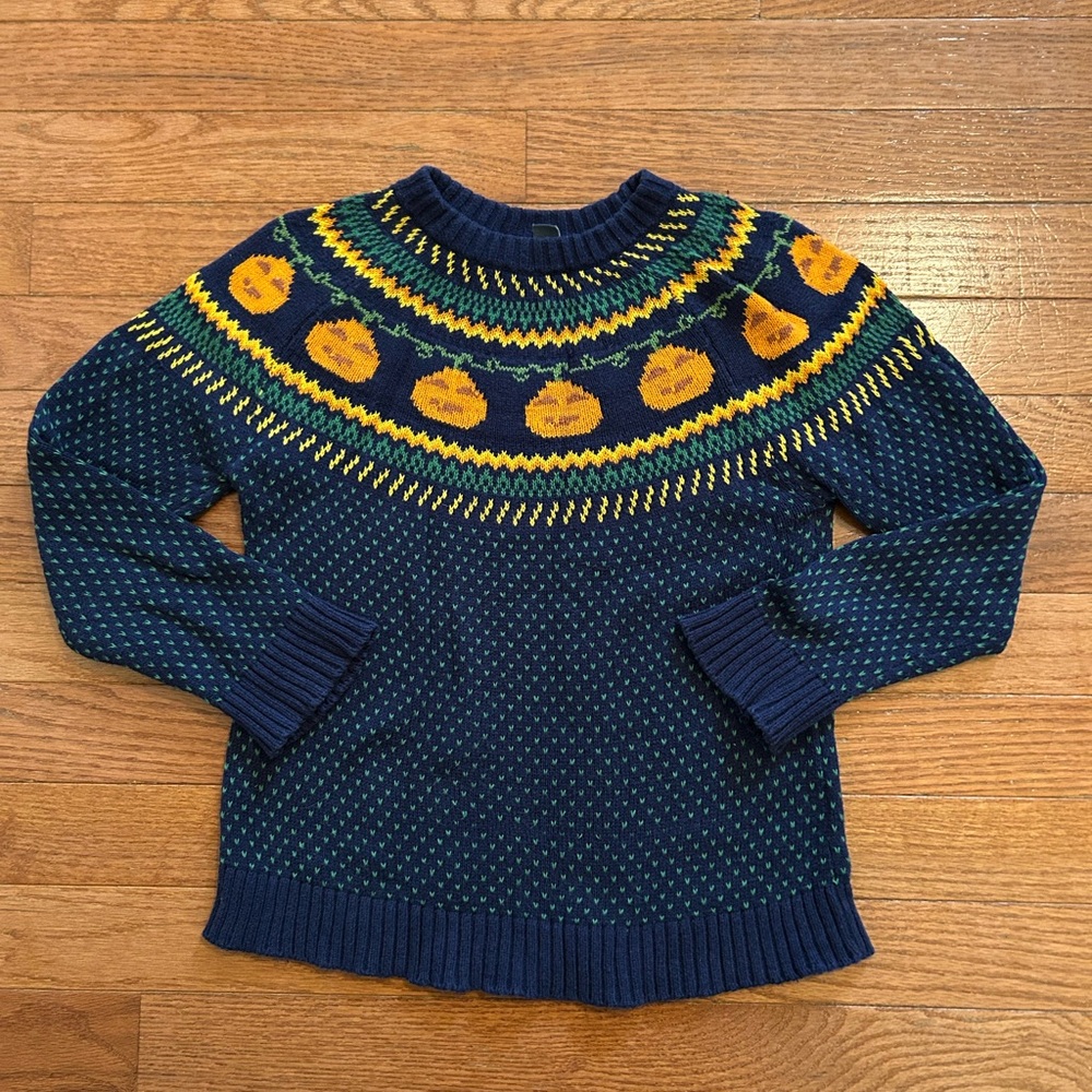 ModCloth Kids Pumpkin Fair Isle Halloween Sweater 6/6X